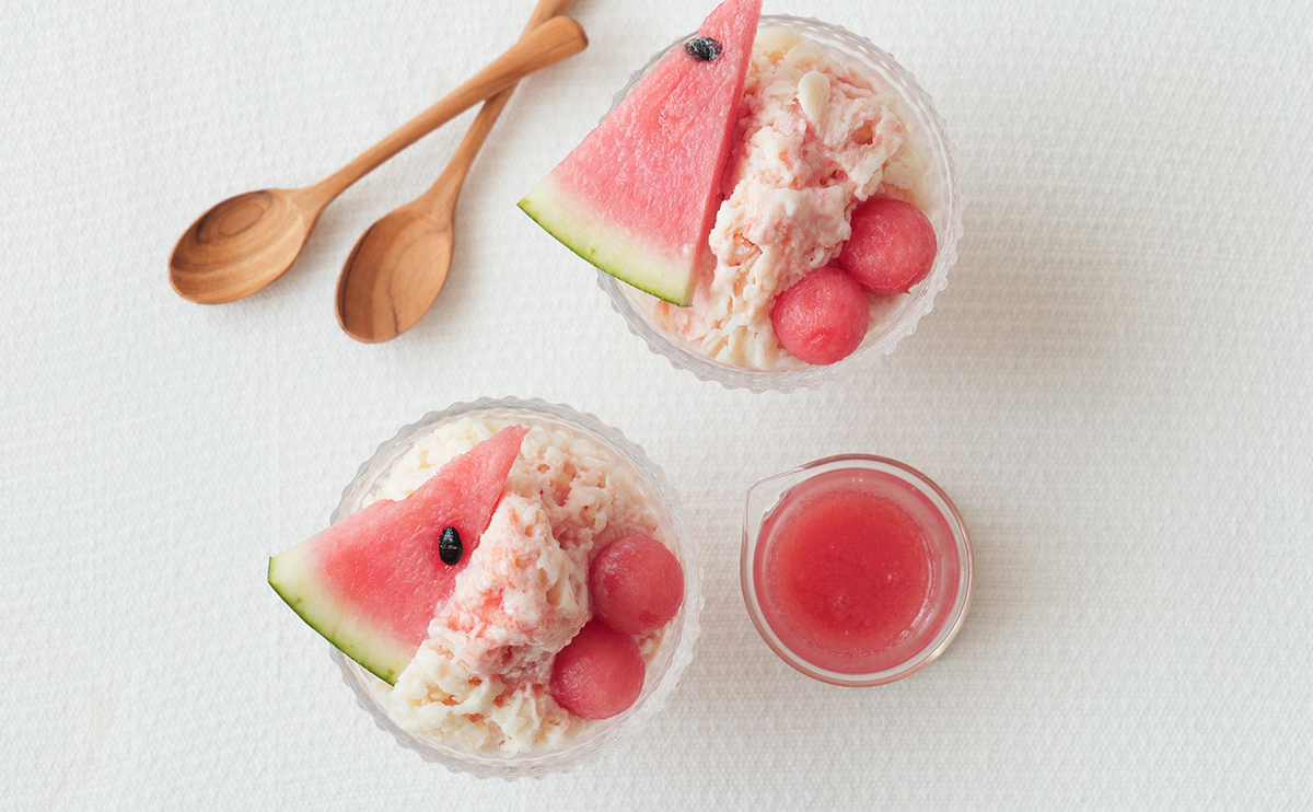 すいかの豆乳シェーブルアイス｜豆乳レシピ｜マルサンアイのお料理