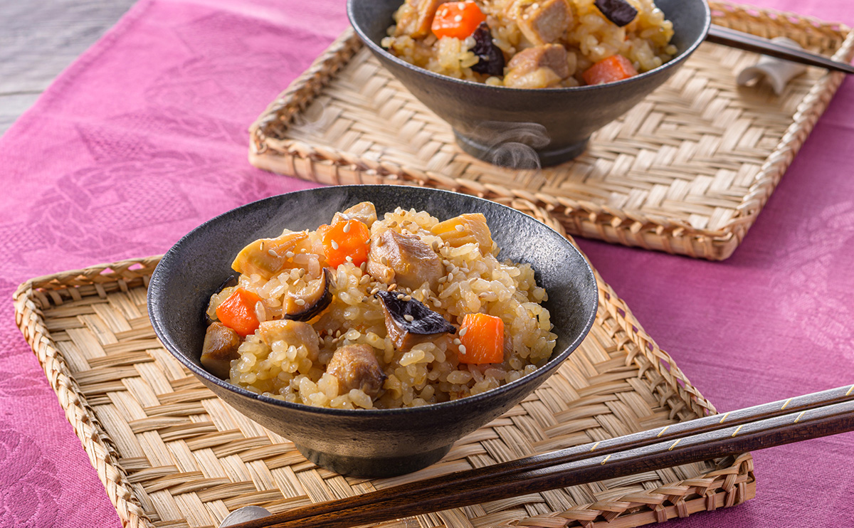 お餅と豆乳でつくる中華風五目おこわ