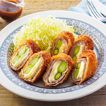 豆乳スライスとアスパラガスの巻きカツ