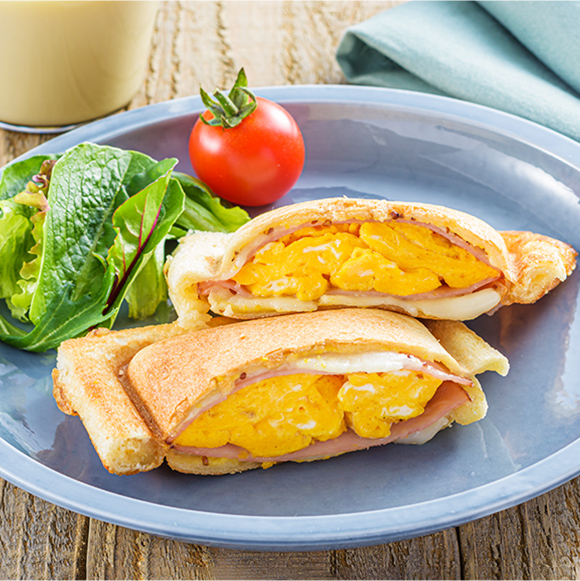 豆乳スライスハムと卵のホットサンド