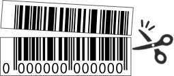 バーコードが枠から出る場合は、数字のある下半分のみを切り離してお貼りください。
