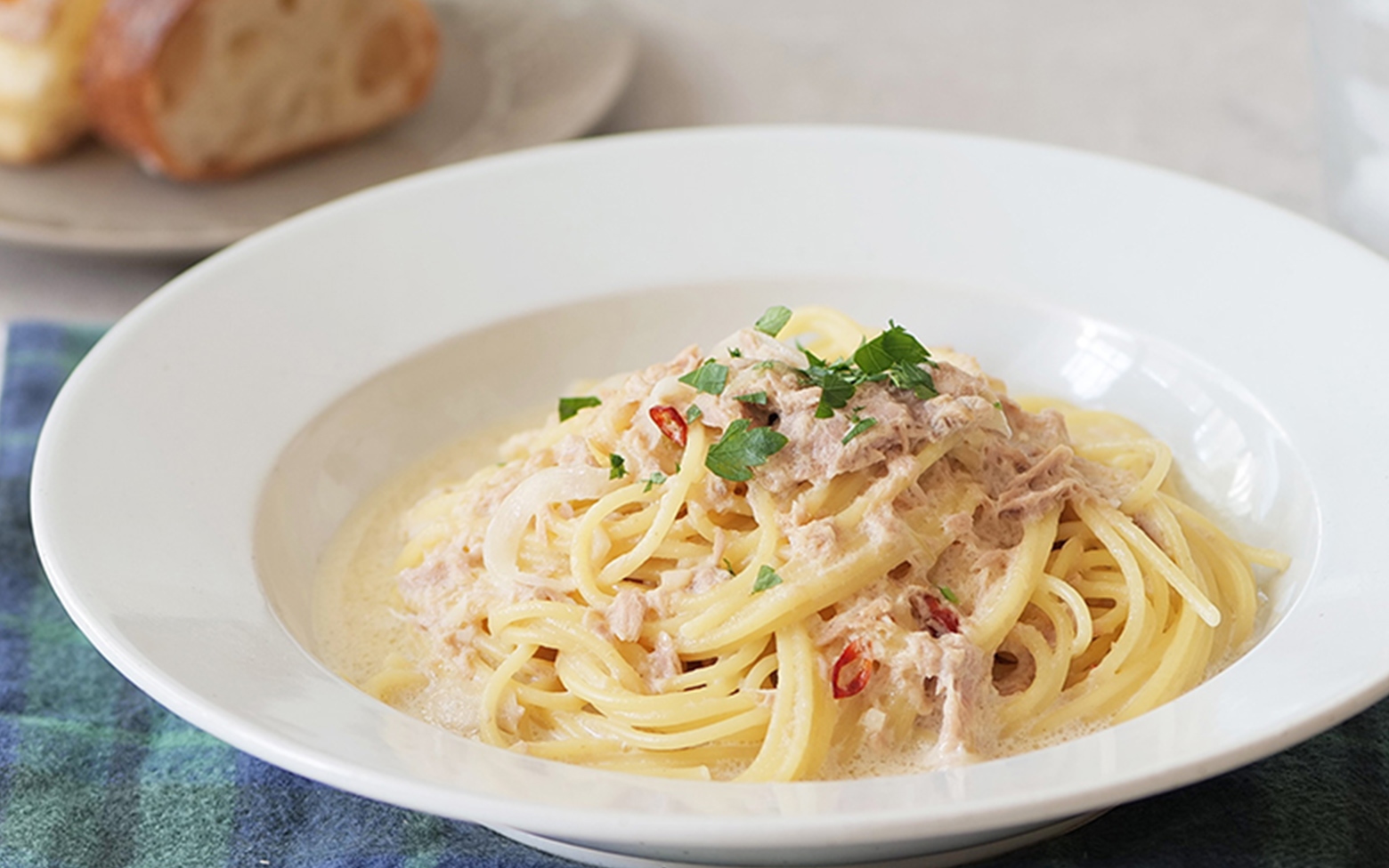 画像：豆乳ツナクリームパスタ