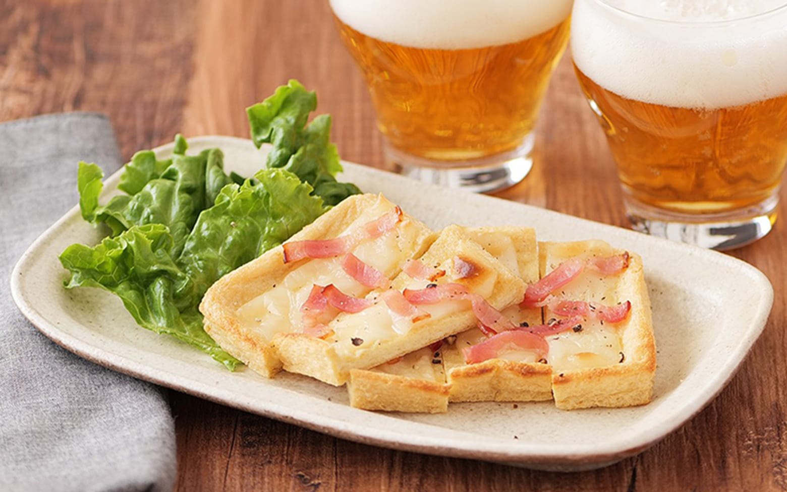 画像：油揚げと豆乳スライスのトースター焼き