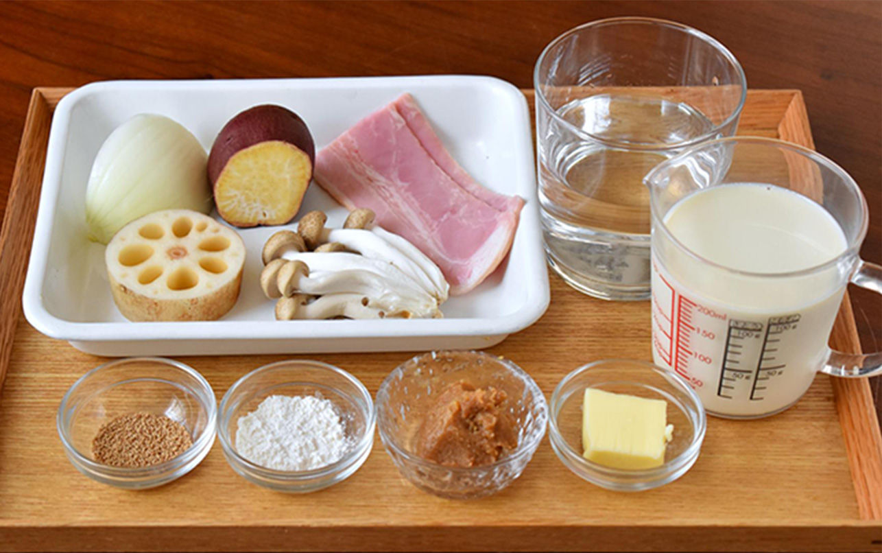 「豆乳みそスープ」のレシピ